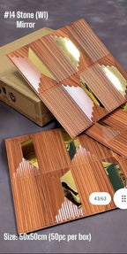 Planetarrium Hub 14 Stone - 3D PVC Panel Stone (Mirror)-(Size 50,50cm) - Wallpaper -  Wooden W1 Mirror