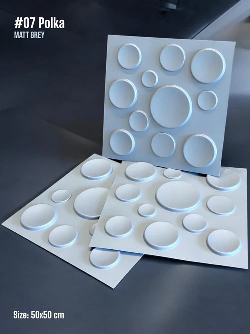 Planetarrium Hub 07 Polka Dots 3D PVC Panel (Without Mirror) - Matt Grey (Size: 50 x 50cm (2.5sqft)