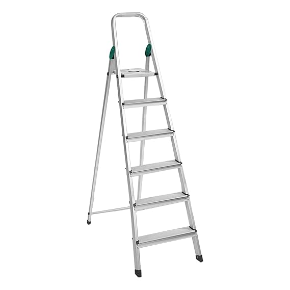 Planetarrium Hub Dura Heavy Duty Foldable Ladder for Home with Anti Skid Shoes and Knee Support (6 Step)