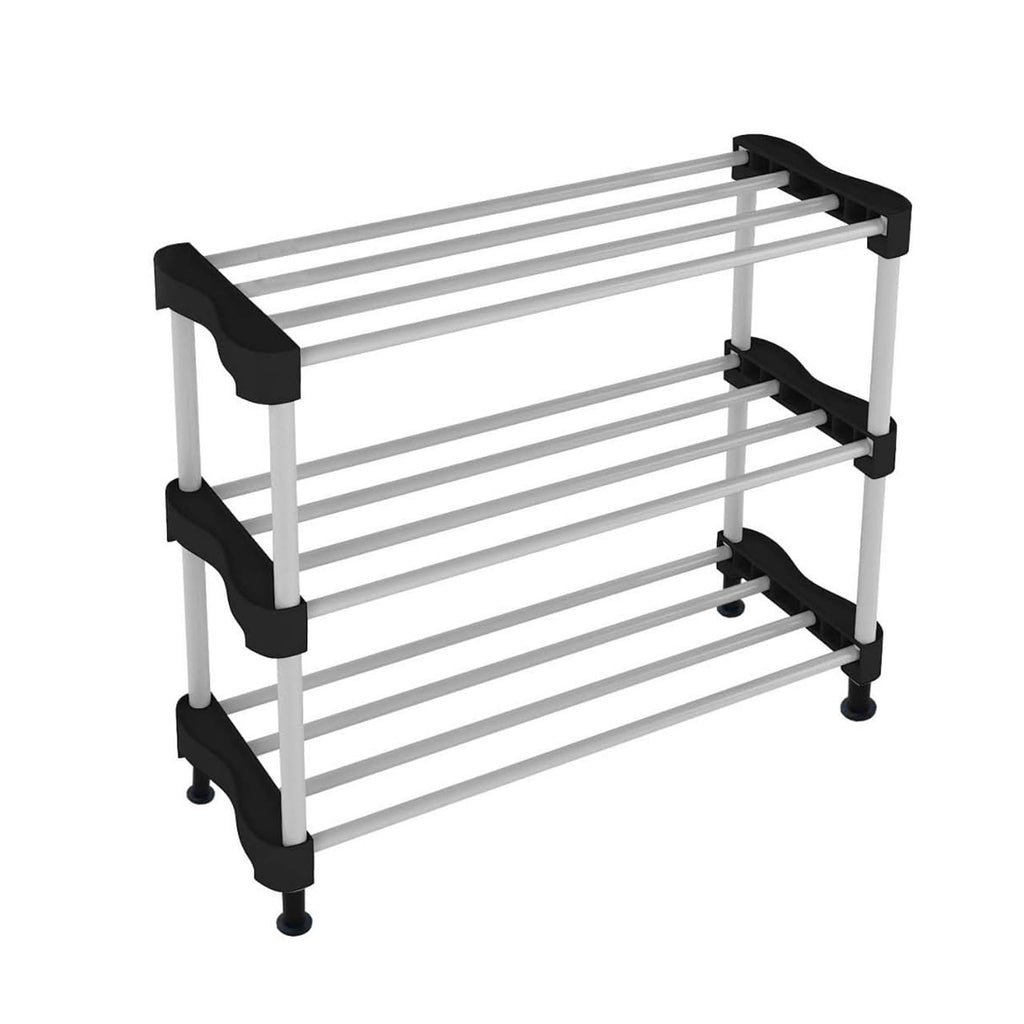 Cady Shoe Rack for Home| Easy to Assemble, Space Saving, Stackable (3 Shelf, A - Cady - Black)