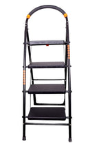 Planetarium Hub 4 Steps Steel Ladder - Wide Anti-Skid Step Ladder - Easy to Fold - Support Handle and Tool Tray for Home - Cameo Ladder