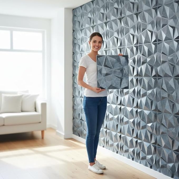 Planetarrium Decor 3D Wall Panel - USA Certified SGS Approved PVC Diamond Design, Bronze Rust Color 19.7" X 19.7" (Pack of 18) - Covers 48.42 Sq. Ft.