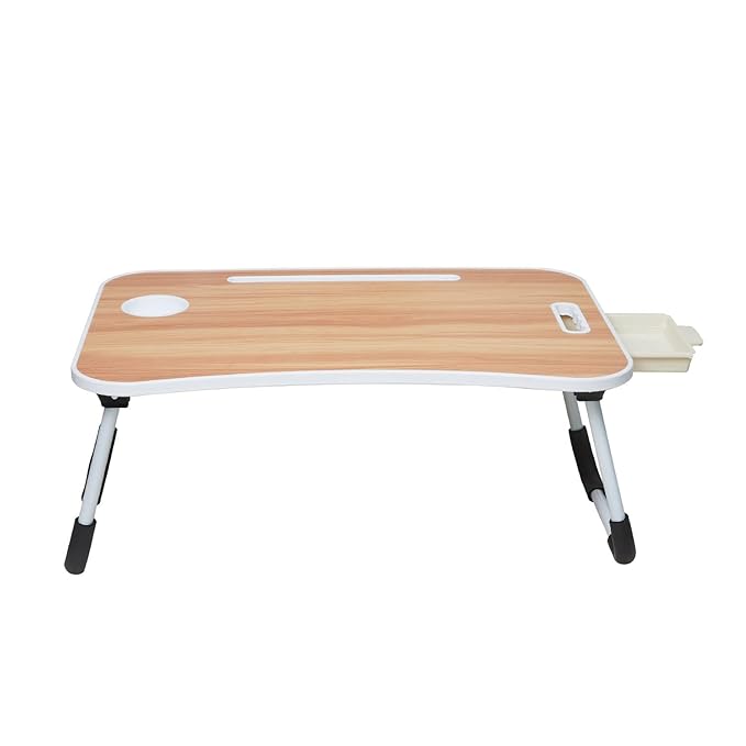 planetarium Engineered Wood Foldable Laptop Table with Cup Holder, Tablet Groove and Mini Drawer (60L x 40W x 26H cm, Black)