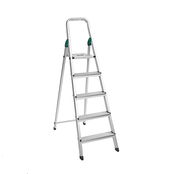 Planetarrium Hub Dura Heavy Duty Foldable Ladder for Home with Anti Skid Shoes and Knee Support (5 Step)