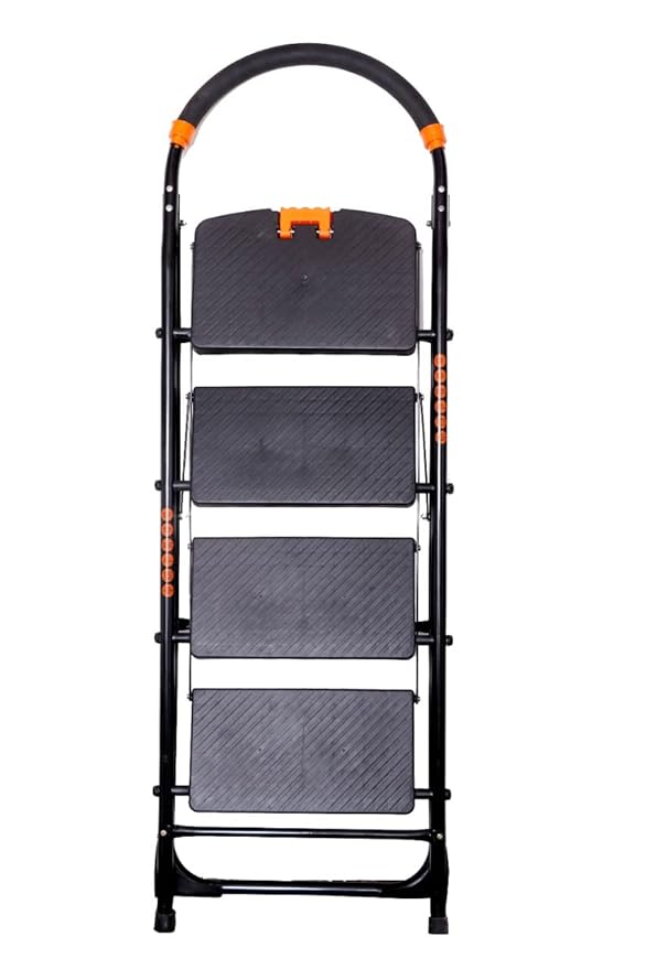Planetarium Hub 4 Steps Steel Ladder - Wide Anti-Skid Step Ladder - Easy to Fold - Support Handle and Tool Tray for Home - Cameo Ladder