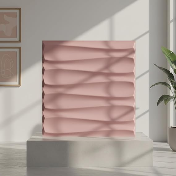 Planetarrium Decor Wall Panels for Bedroom - USA Certified SGS Approved Dune Design Blush Pink Color 19.7" x 19.7" (Pack of 12) - Covers 32.34 Sq. Ft.