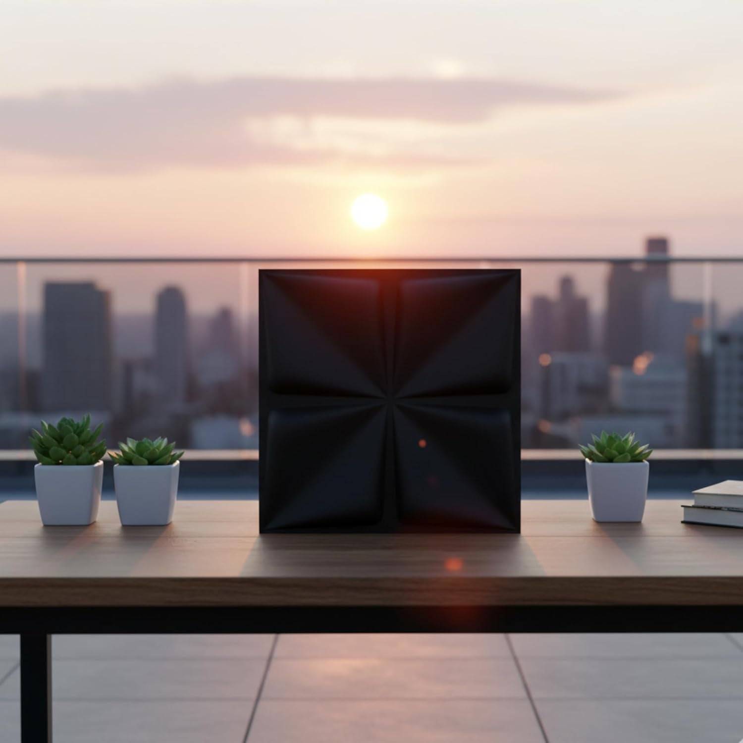 Planetarrium Wall Panels for Bedroom - USA Certified SGS Approved PVC Bloom Design Black Color 19.7" x 19.7" (Pack of 12)- Covers 32.34 Sq.