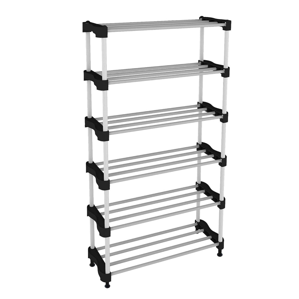 Alloy Steel Cady Shoe Rack For Home|Easy To Assemble,Space Saving,Stackable(6 Shelf,A-Cady-Black)
