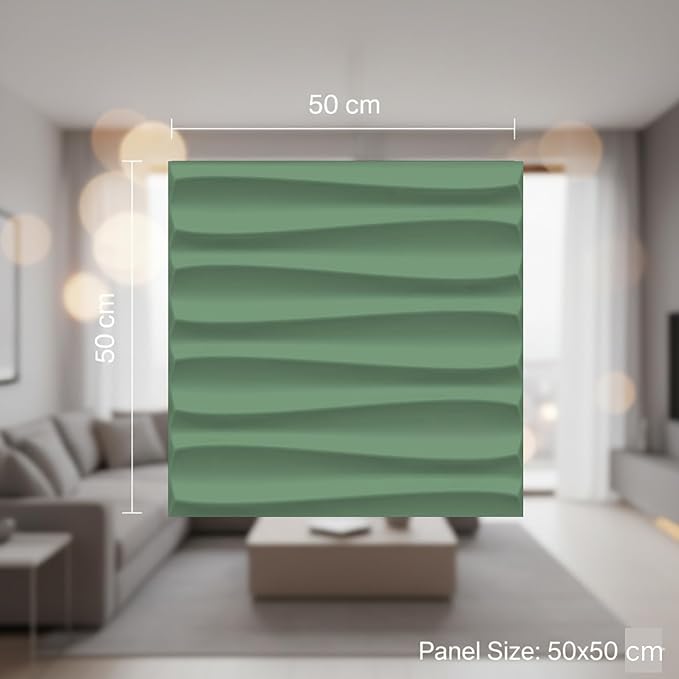 Planetarrium Decor Wall Panels for Bedroom - USA Certified SGS Approved Dune Design, Olive Green Color 19.7" x 19.7" (Pack of 18) - Covers 48.51 Sq. Ft.