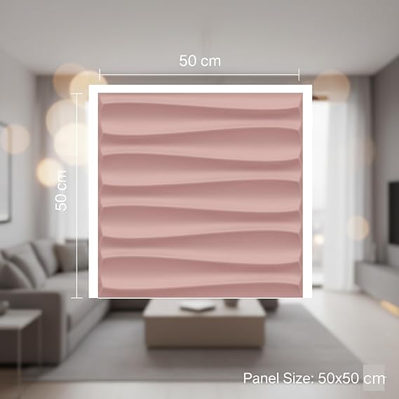 Planetarrium Decor Wall Panels for Bedroom - USA Certified SGS Approved Dune Design Blush Pink Color 19.7" x 19.7" (Pack of 12) - Covers 32.34 Sq. Ft.