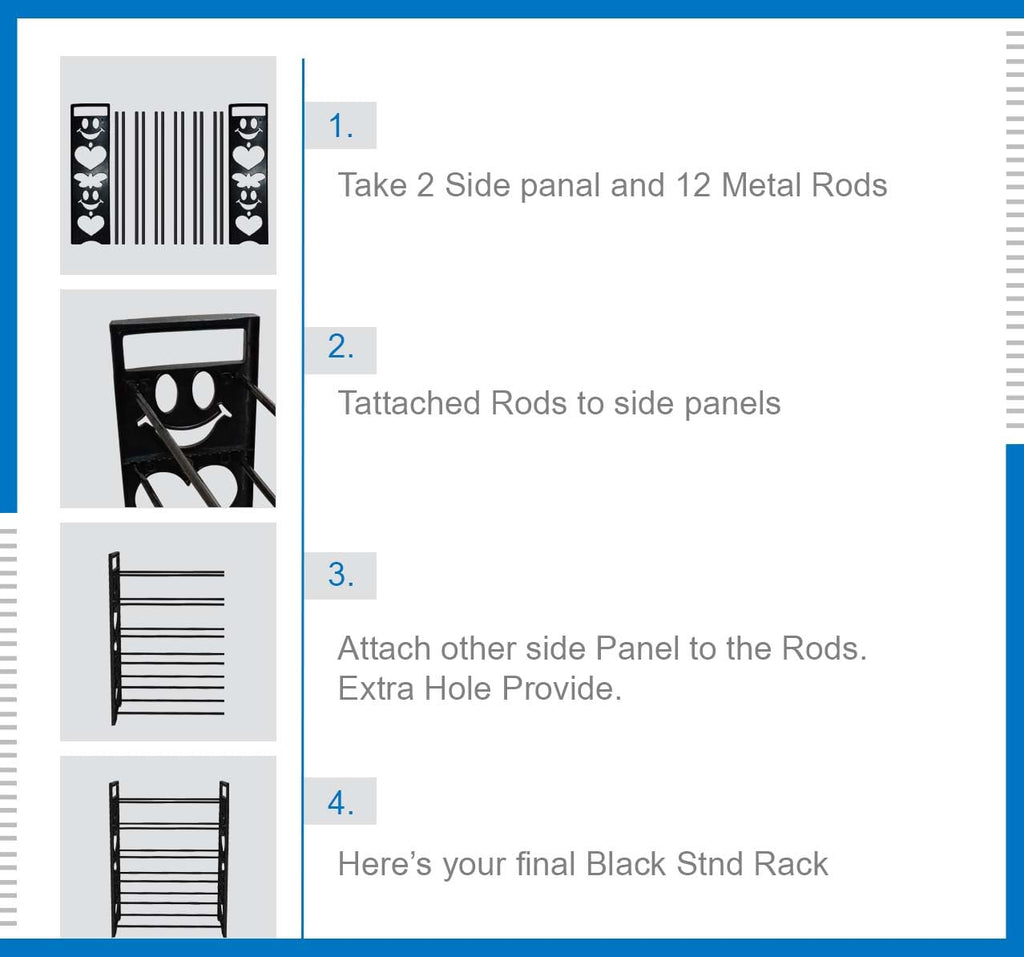Premium 4 Shelf Plastic and Steel Shoe/Chappal/Book/Clothes Rack/Stand/for Home -ultra