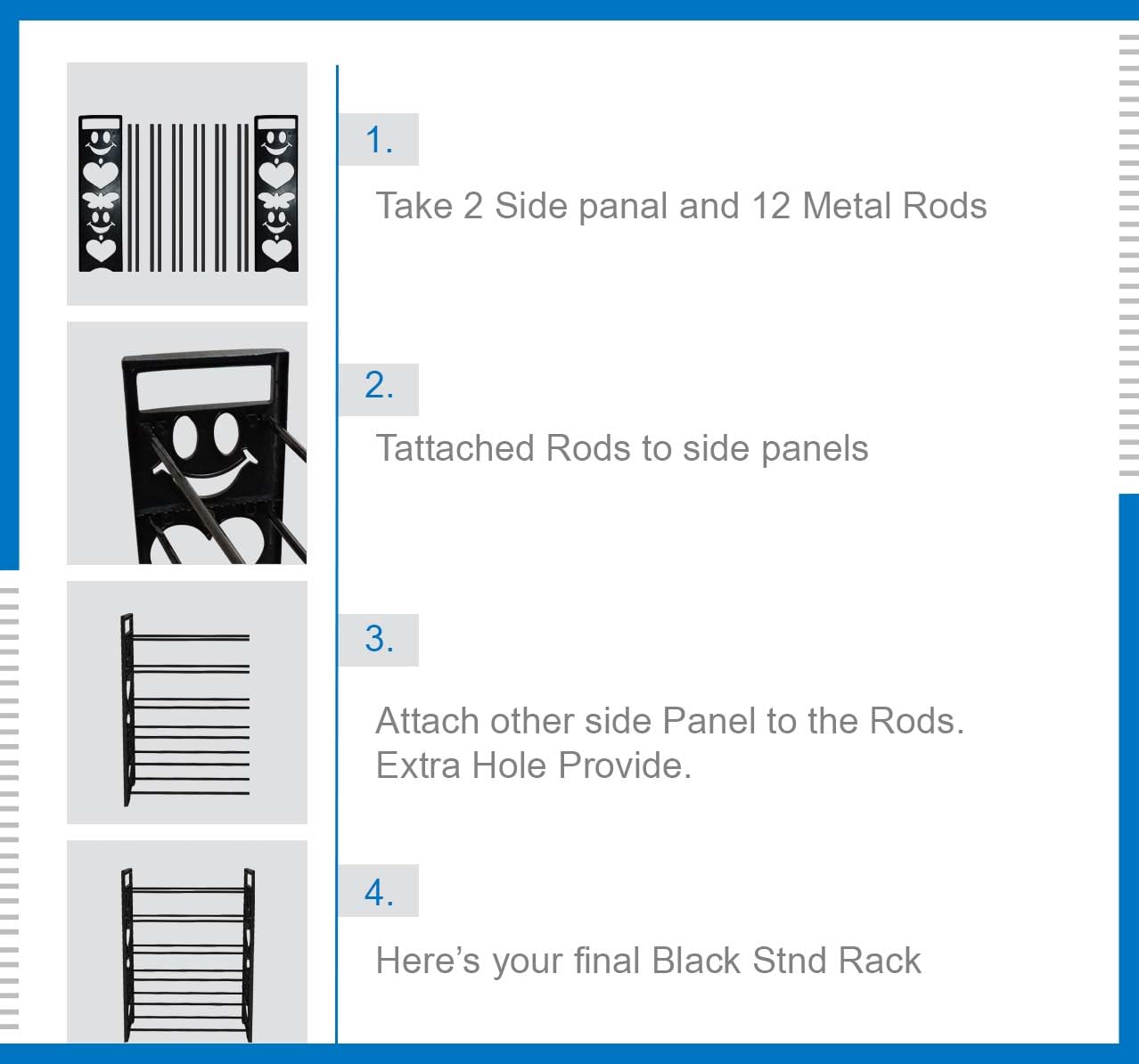 Premium 4 Shelf Plastic and Steel Shoe/Chappal/Book/Clothes Rack/Stand/for Home -ultra