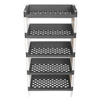 Planetarrium Hub Lexi Plastic 5 Tier Multi-Purpose Storage Organizer Kitchen Rack with Wheels | Fruits & Vegetable Stand/Basket for Kitchen (Grey)