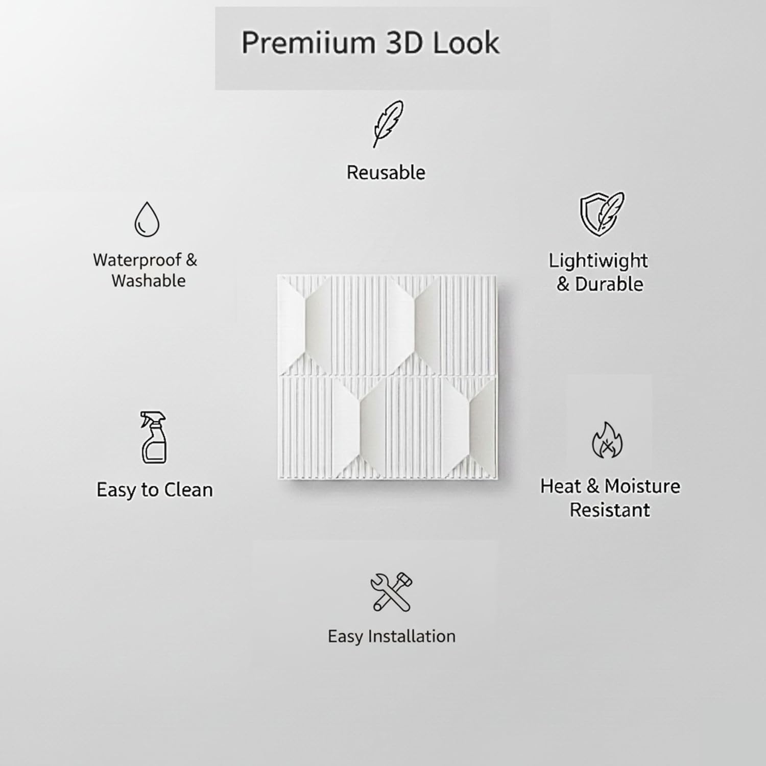 Planetarrium 3D PVC Wall Panels - Abstract Design, White Color 19.7" x 19.7" (Pack of 6) - Covers 16.17 Sq. Ft.