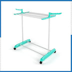 Planetarrium Hub Poly Single Pole Jumbo Steel Cloth Drying Stand, Indoor/Outdoor Standing Movable Cloth Dryer Rack with Wheels - 1 Layer(Metal)