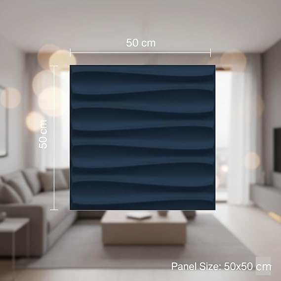 Planetarrium Hub Wall Panels for Bedroom - USA Certified SGS Approved Dune Design Navy Blue Color 19.7" x 19.7" (Pack of 40) - Covers 107.80 Sq. Ft.