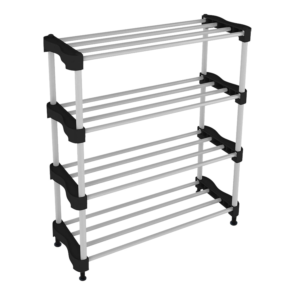 Alloy Steel Cady Shoe Rack For Home|Easy To Assemble,Space Saving,Stackable(4Shelf,A-Cady-Black), 500 x 300 x 300 mm