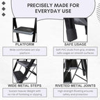 Planetarrium Hub 5 Step Steel Step-Ladder for Home | Heavy Duty Foldable Ladder with Wide Ant-Slip Steps and Anti-Skid Shoes - Black - graphite