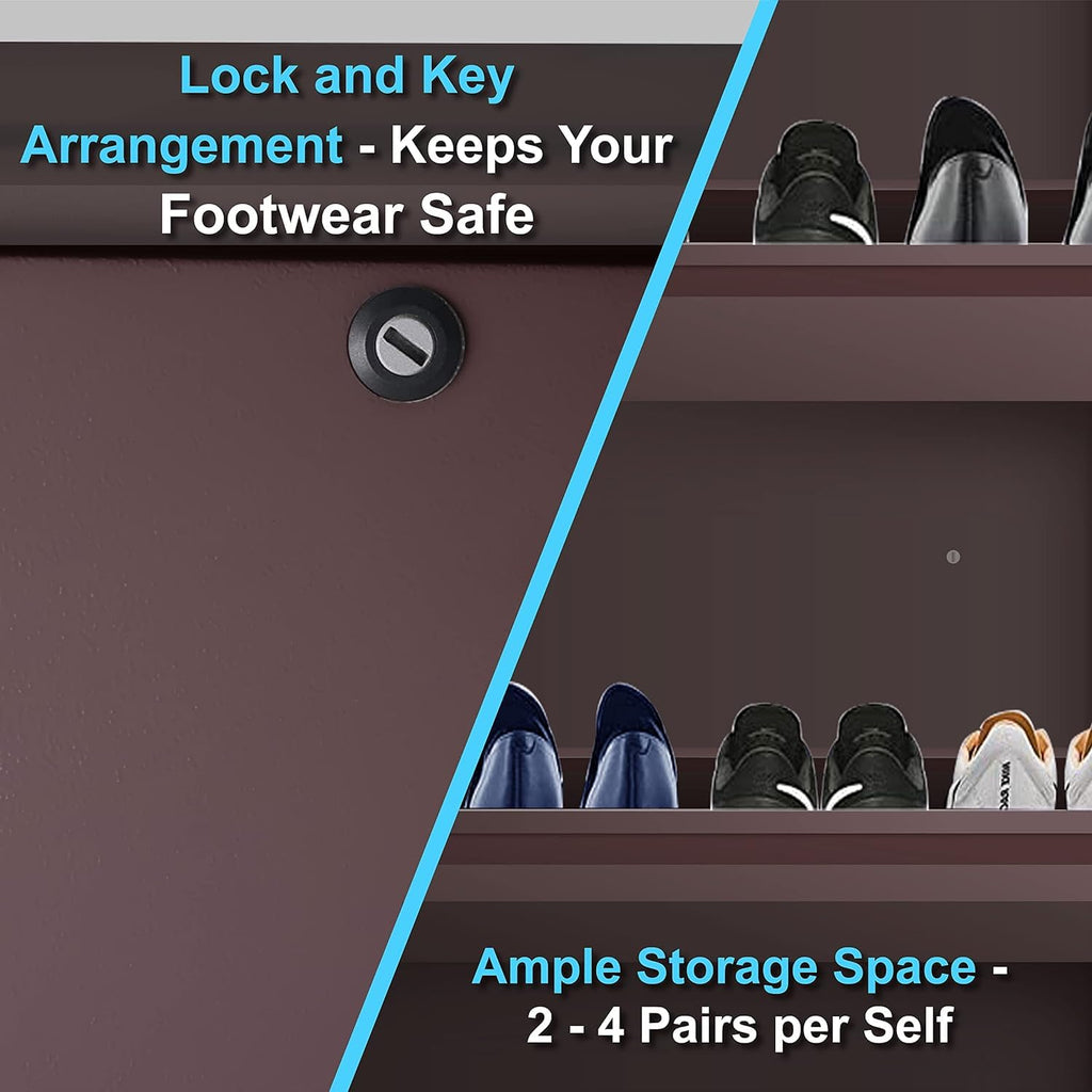 Planetarrium Hub 5 Shelf Metal Shoe Cabinet for Home with Doors & Lock| Wall Mount Metal Shoe Rack for Home| Space Saving Chappal Sandal Shoe