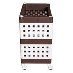 Planetarrium Hub Lexi Plastic 3 Tier Multi-Purpose Storage Organizer Kitchen Rack with Wheels | Fruits & Vegetable Stand/Basket for Kitchen (Brown)