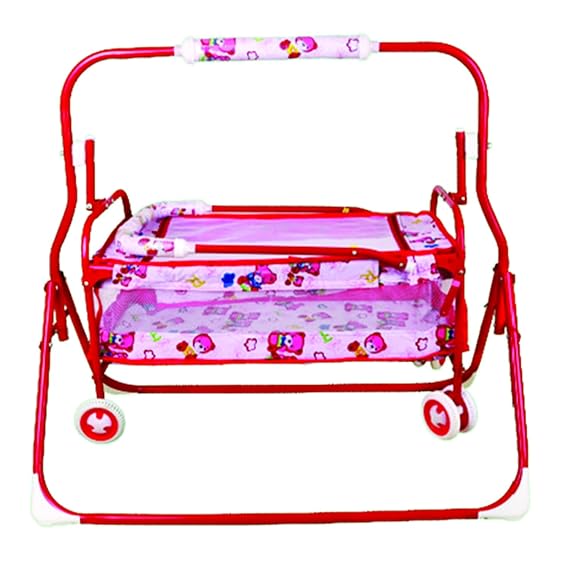 Planetarium Hub Premium Baby Cradle with Four Wheels - Junior Baggi Palna with Hanging Ball - Safe and Stylish Infant Bed for Peaceful Sleep - 6 Wheel Baby Cradle - Baby Jhula - CC-J7