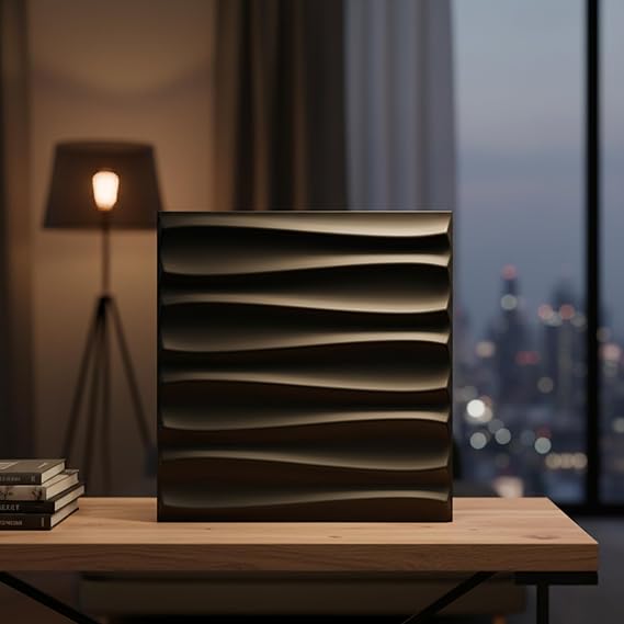 Planetarrium Hub Wall Panels for Bedroom - USA Certified SGS Approved Dune Design Black Color 19.7" x 19.7" (Pack of 40) - Covers 107.80 Sq. Ft.