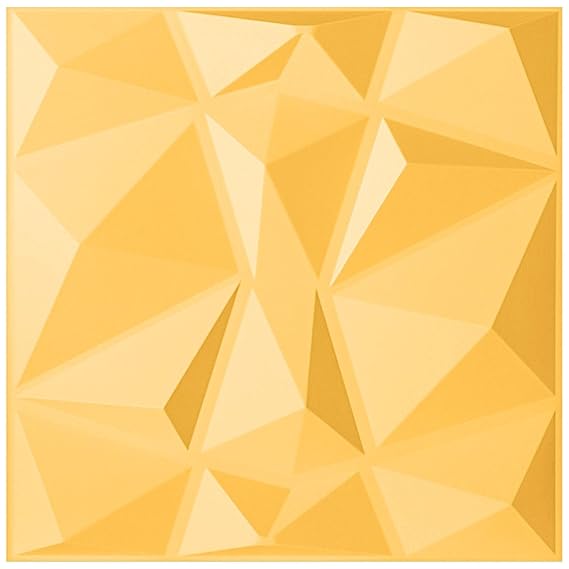 Planetarrium Diamond 3D PVC Wall Panels - Gold Color Diamond Design - (19.7 x 19.7, Covers 16.17 Sq. ft. (Pack of 6)