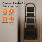 Planetarrium Basics Dynamo - Foldable Step Ladder, Anti Skid PVC Shoes, 3 Steps (Steel, Black & Lime Green)