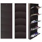 Planetarrium Hub 5 Shelf Metal Shoe Cabinet for Home with Doors & Lock| Wall Mount Metal Shoe Rack for Home (Brown)