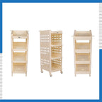 Planetarrium Hub Fizzy Plastic 4 Tier Multi-Purpose Storage Organizer Racks for Home, Kitchen, Bathroom with Wheels (Ivory, 4 Layer)