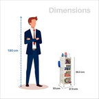 Planetarrium Hub Fizzy Plastic 5 Tier Multi-Purpose Storage Organizer Racks for Home, Kitchen, Bathroom with Wheels (Ivory, 5 Layer)