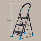 Planetarrium Basics Dynamo - Foldable Step Ladder, Anti Skid PVC Shoes, 3 Steps (Steel, Black & Lime Green)