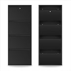 5 Shelf Metal Shoe Cabinet for Home with Doors & Lock| Wall Mount Metal Shoe Rack for Home (Black)