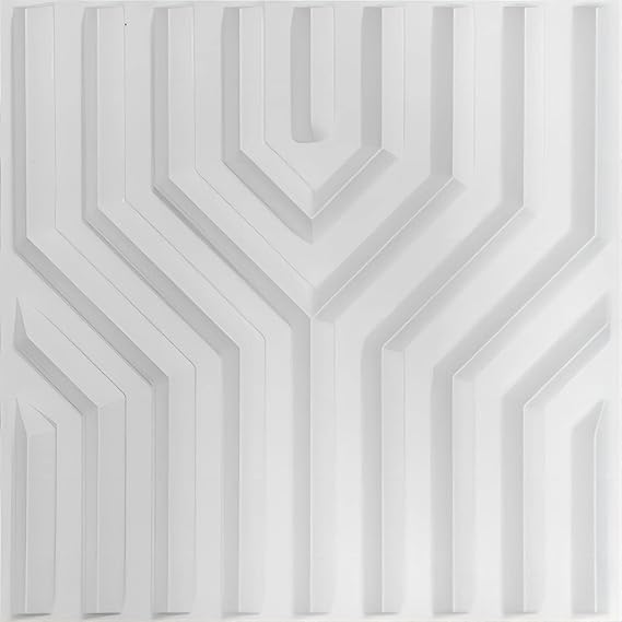 Planetarrium Zig Zag 3D PVC Wall Panels - Suitable for Living Room and Ceiling Decoration D123 (19.7 x 19.7, Covers 32.28 Sq. ft. White Color) (Pack of 12)
