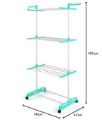 Space-Saving Rolling Jumbo Cloth Drying Rack with Retractable Wings