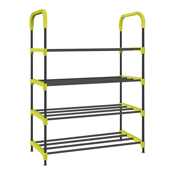 Planetarrium Hub 4-Tier Space-Saving Shoe Rack Stand for Home – Durable Plastic & Metal Shoe Organizer for Entryway, Hallway, Closet & Bedroom