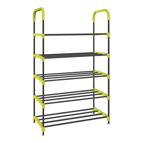 5-Tier Space-Saving Shoe Rack Stand for Home – Durable Plastic & Metal Shoe Organizer for Entryway, Hallway, Closet & Bedroom