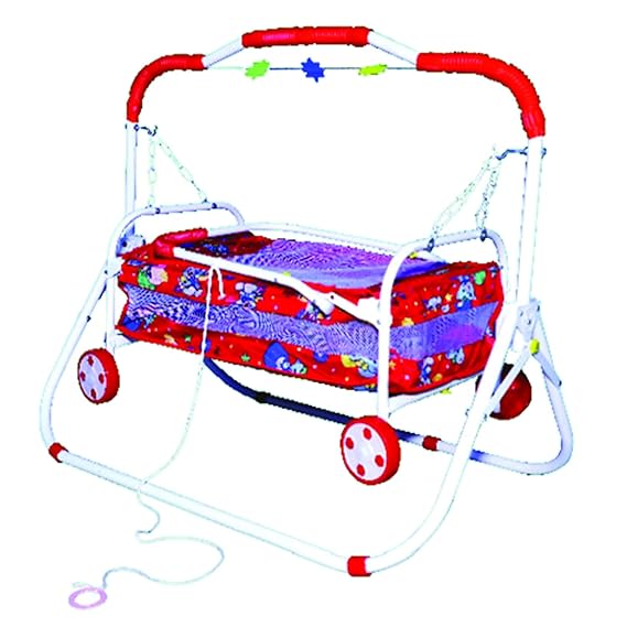 Planetarium Hub Premium Baby Cradle -Baby Cradle: 4 Wheels, Powder Coating, Jhula Palna - Safe, Cozy Sleep Bed for Kids - Versatile Mobility & Durability-CC-J1