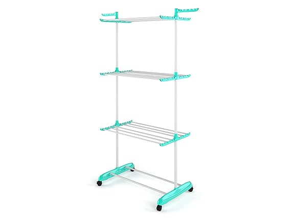 Space-Saving Rolling Jumbo Cloth Drying Rack with Retractable Wings