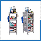 Planetarrium Hub Fizzy Plastic 4 Tier Multi-Purpose Storage Organizer Racks for Home, Kitchen, Bathroom with Wheels (Grey, 4 Layer)