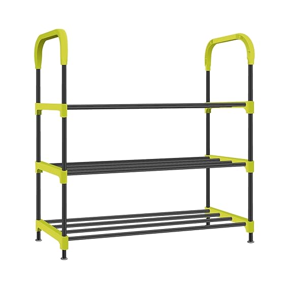 Planetarrium Hub 3-Tier Space-Saving Shoe Rack Stand for Home – Durable Plastic & Metal Shoe Organizer for Entryway, Hallway, Closet & Bedroom