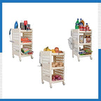 Planetarrium Hub Fizzy Plastic 3 Tier Multi-Purpose Storage Organizer Racks for Home, Kitchen, Bathroom with Wheels (Ivory, 3 Layer)