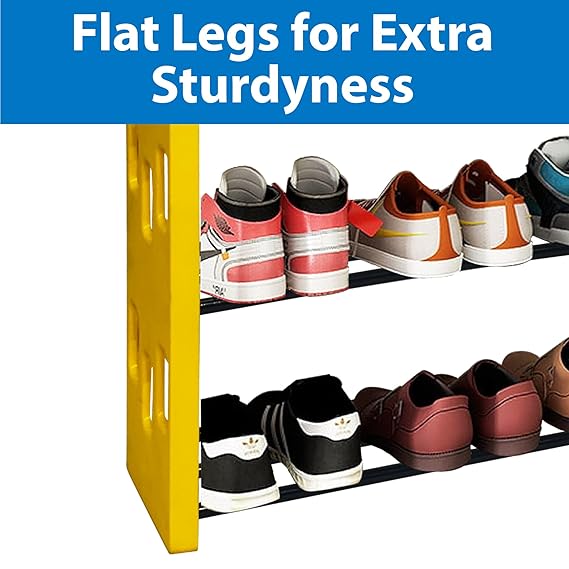 Planetarrium Hub Kaan Premium 4 Shelf Plastic and Steel Shoe/Chappal/Book/Clothes Rack/Stand/for Home -(Yellow)