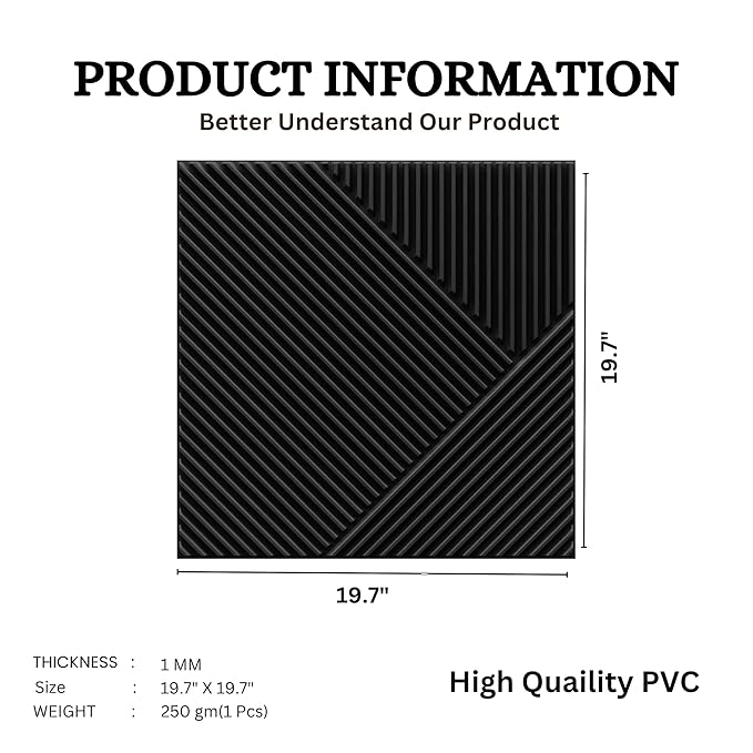 Planetarrium Decor 3D Self Adhesive Wall Panel Black TP 106 Design Pack of 18 Covers 48.51 Sq. Ft.TP106