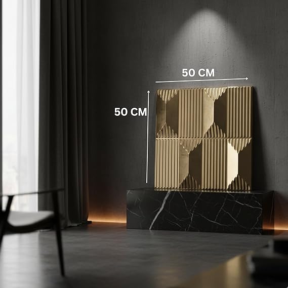 Planetarrium 3D PVC Wall Panels - Abstract Design, Champagne Gold Color 19.7" x 19.7" (Pack of 12) - Covers 32.28 Sq. Ft.