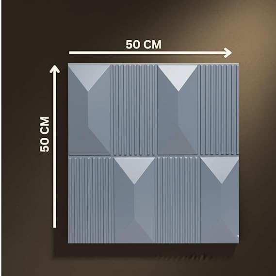 Planetarrium 3D PVC Wall Panels for Bedroom & Living Room | Artisian Design |Gray Color | 19.7 x 19.7 Inch | Pack of 12 | 32.28 Sq Ft