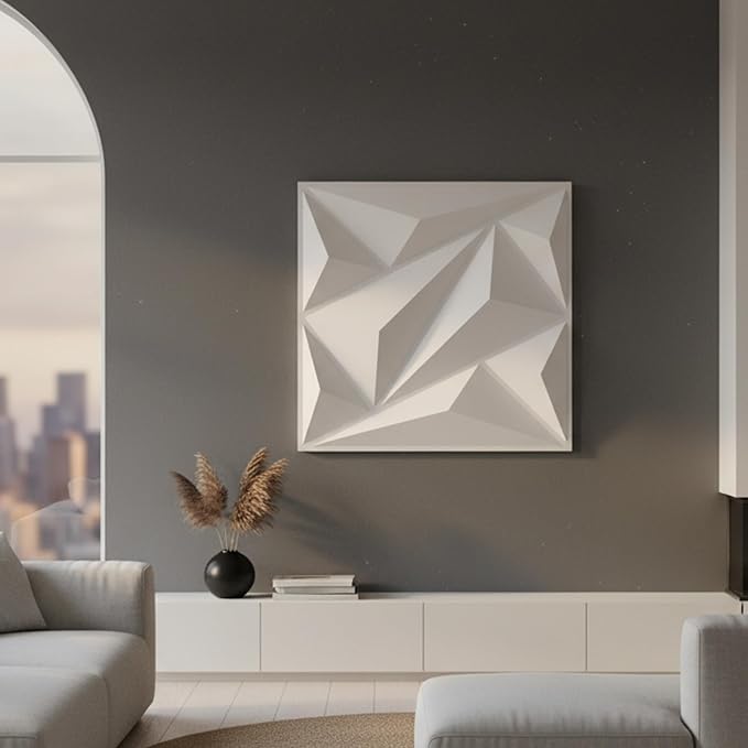 planetarium Decor 3D PVC Wall Panels - Diamond Design, White Color 19.7" x 19.7" (Pack of 40) - Covers 107.6 Sq. Ft.