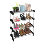 Planetarrium Alloy Steel Cady Shoe Rack For Home|Easy To Assemble,Space Saving,Stackable(4Shelf,A-Cady-Black), 500 x 300 x 300 mm