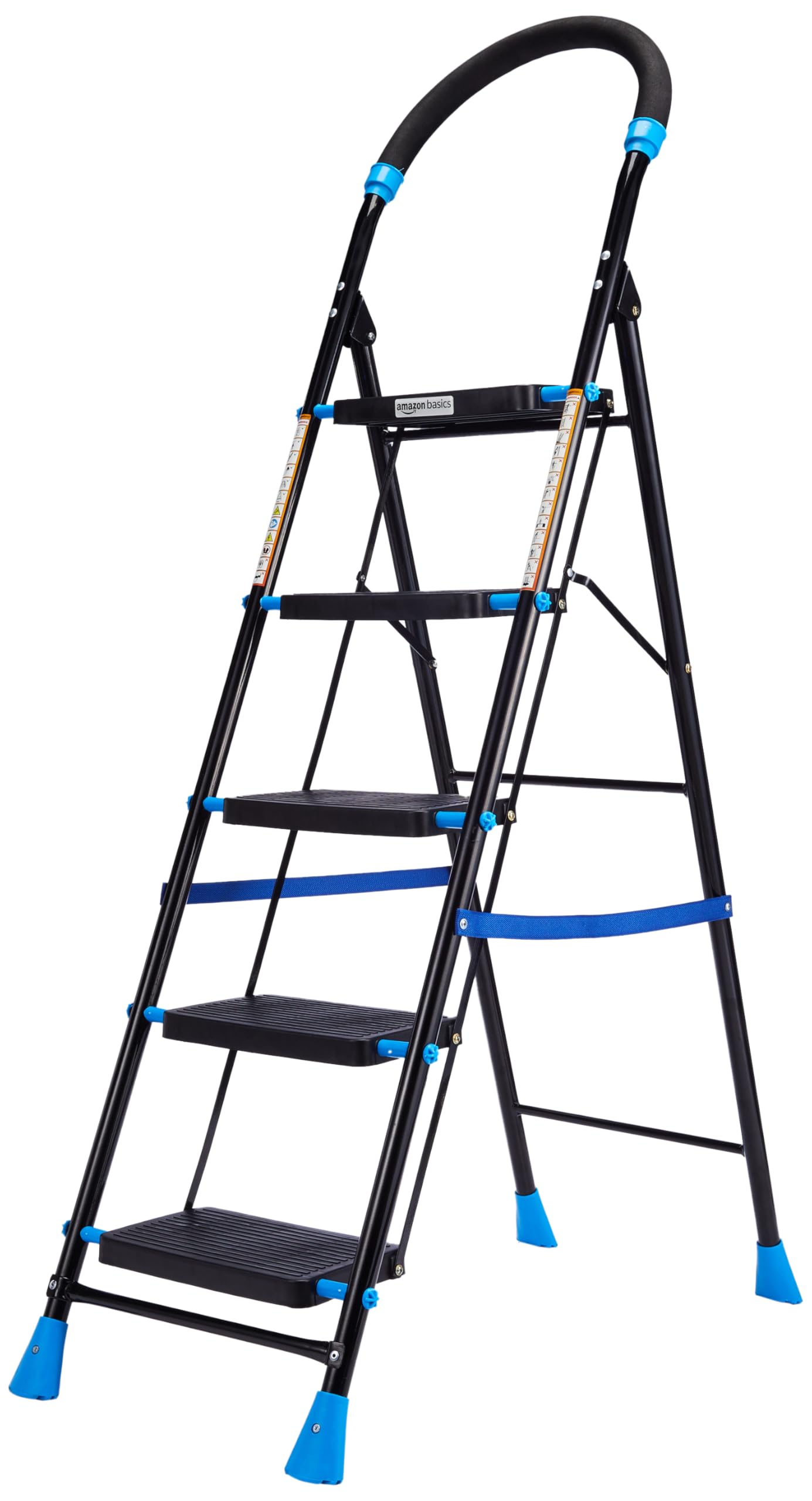 Planetarrium Basics Dynamo - Foldable Step Ladder, Anti Skid PVC Shoes, 3 Steps (Steel, Black & Lime Green)