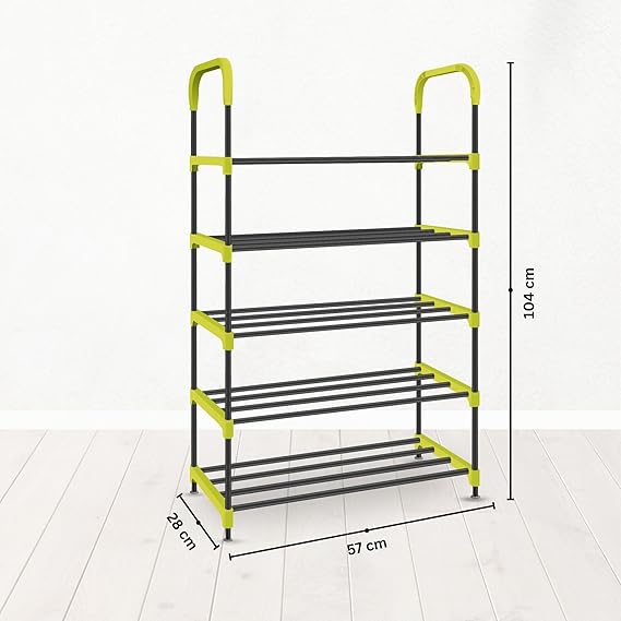 5-Tier Space-Saving Shoe Rack Stand for Home – Durable Plastic & Metal Shoe Organizer for Entryway, Hallway, Closet & Bedroom